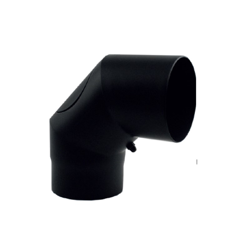 Bocht dikwandig staal zwart Ø 150mm 90 gr. VERSTELBAAR