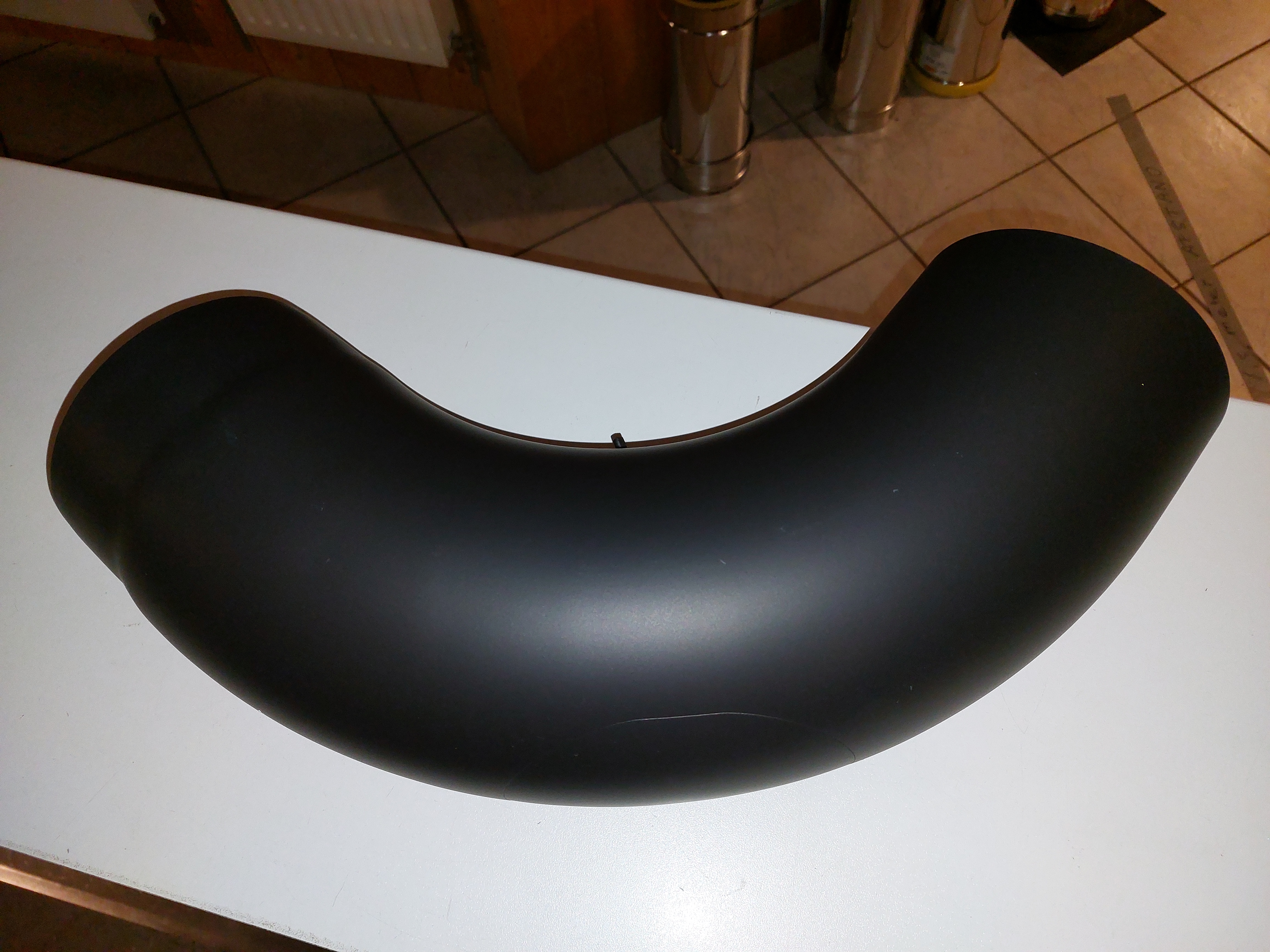 Bocht dikwandig staal zwart 150mm 90 gr.GLAD MET LUIK