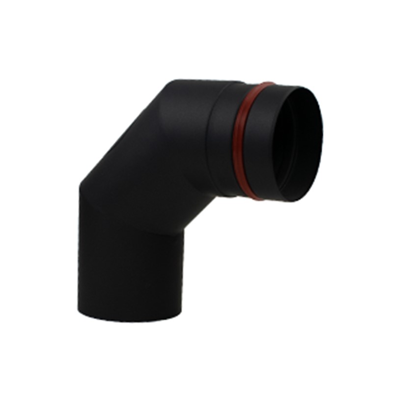 Bocht 90gr 80mm pellet zwart met luik