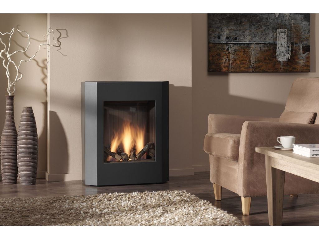 Vrijstaande gaskachel Basso met open verbranding